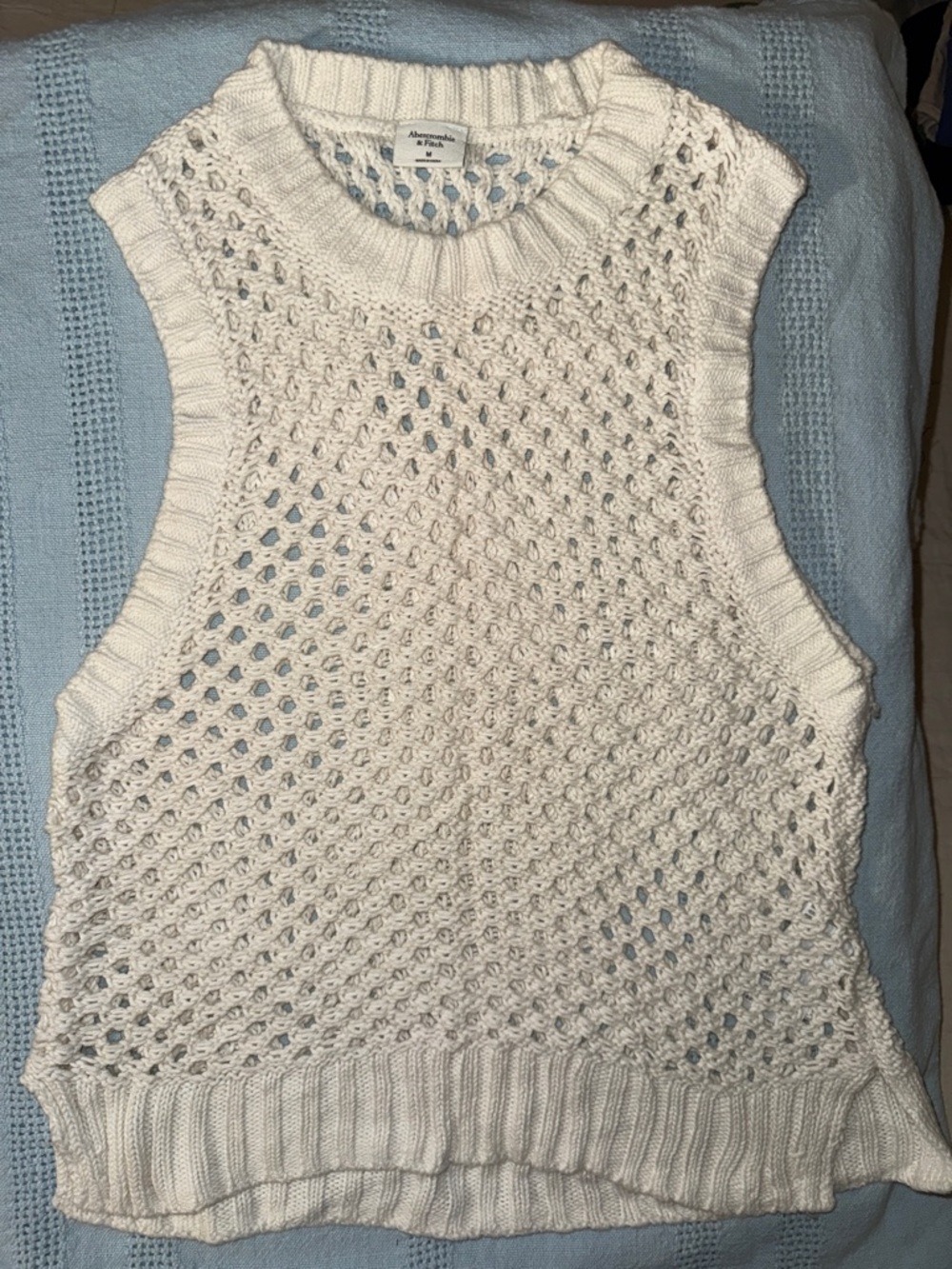 Abercrombie & Fitch Cream Open-Knit Sweater Vest